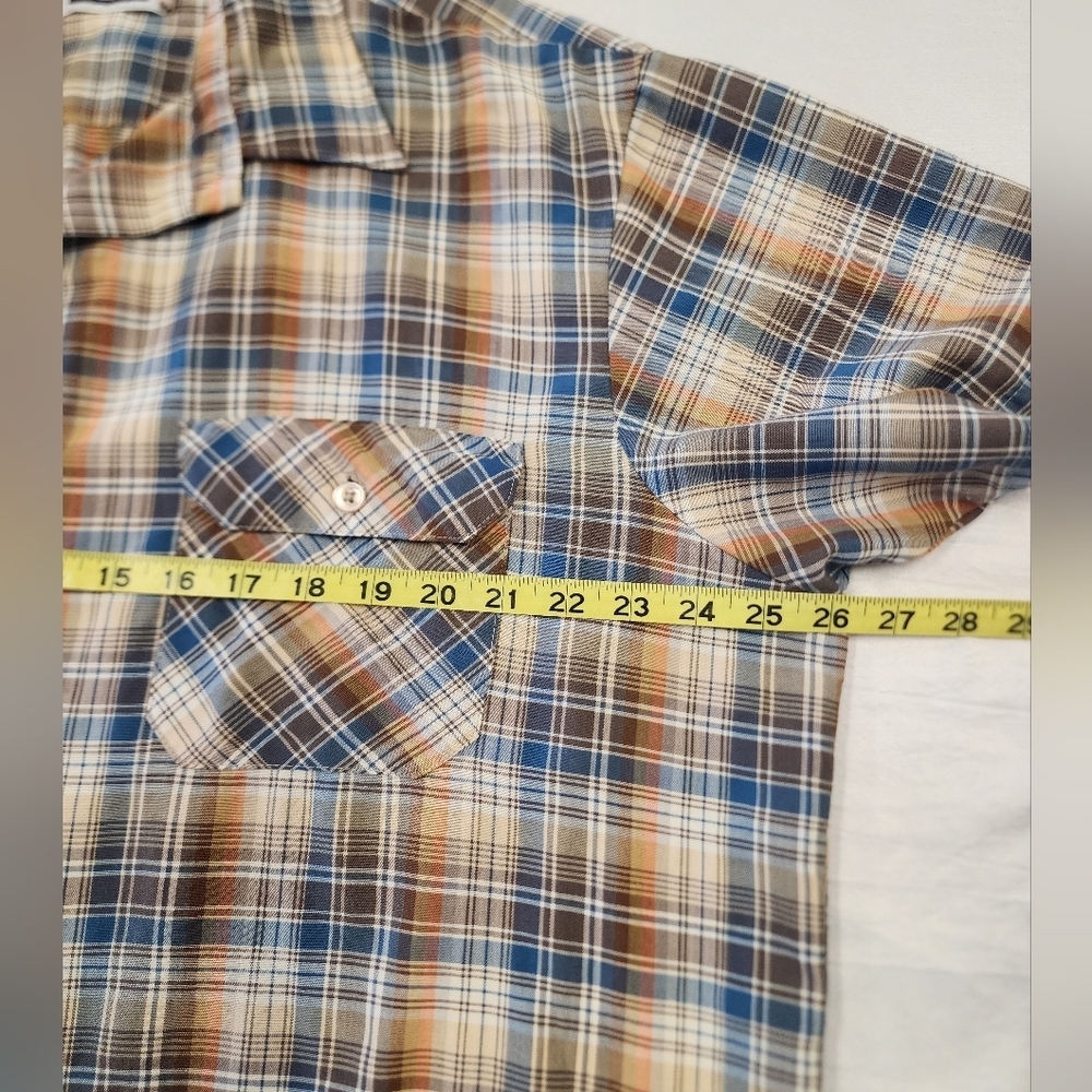 Big Mac Men's Plaid Blue & Brown Shirt Short Sleeve Front Pocket, sz XL - Picture 4 of 8